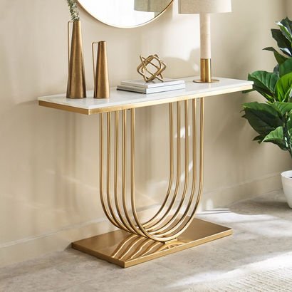 Cavon Palma Genuine Marble Top Console Table