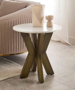 Cavon Portola Genuine Marble Top Round End Table