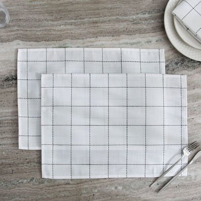 Blanco 2-Piece Check Placemat Set -33x48 cm