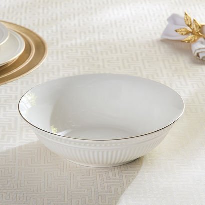 Embossed Line New Bone China Serving Bowl - 22.5 c...