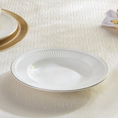 Embossed Line New Bone China Soup Plate - 22 cm