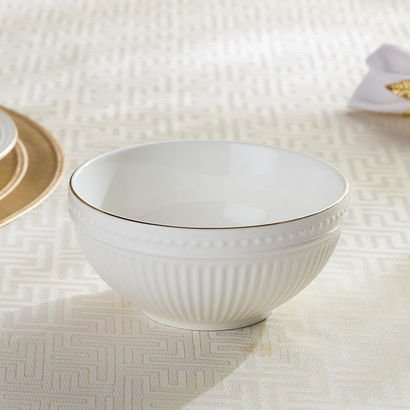 Embossed Line New Bone China Cereal Bowl - 15 cm