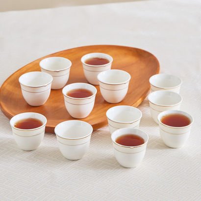 Rib Porcelain 12-Piece Cawa Set - 70 ml