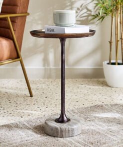 Cavon Melvin Accent Table with Genuine Marble Base
