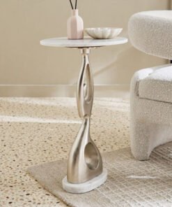 Vendra Soleno Genuine Marble Top Accent Table