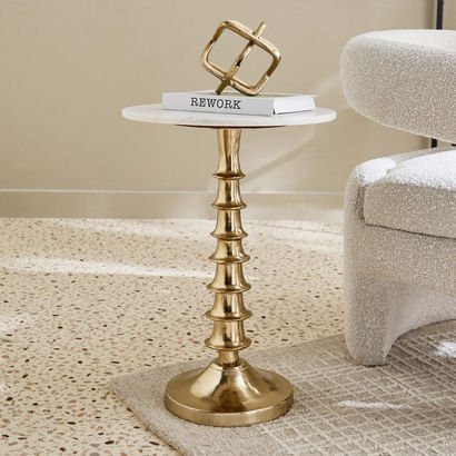 Cavon Tune Genuine Marble Top Accent Table