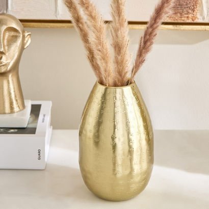 Avya Metal Etched Vase - 10x10x15 cm