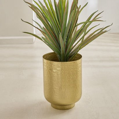 Avya Metal Hammered Planter with Base - 25x25x32 c...