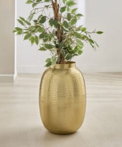Avya Metal Hammered Floor Planter - 33x33x45 cm