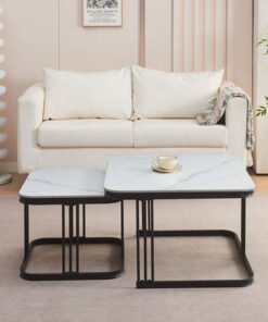 Movo Wesley 2-Piece Sintered Stone Square Coffee T...