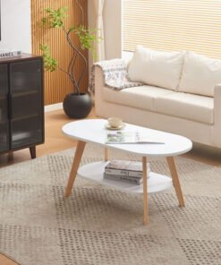 Movo Elga Oval Coffee Table with Shelf