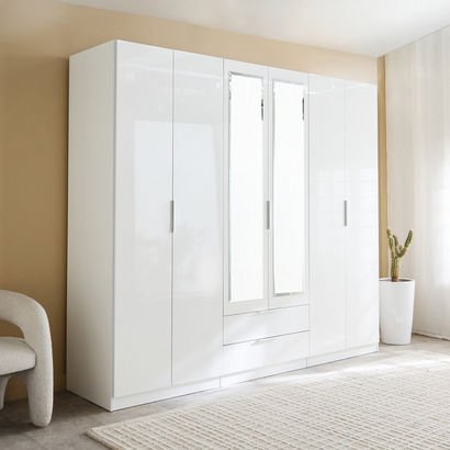 Liberty 6-Door High Gloss Wardrobe with 2 Drawers ...