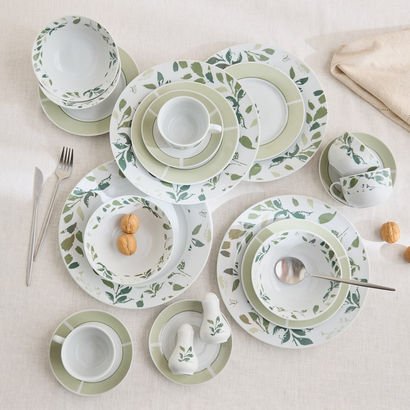 Manhattan 22-Piece Porcelain Leaf Dinner Set - Ser...