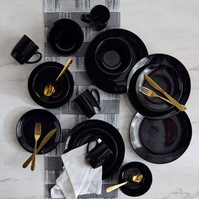 Elegenza 16-Piece Stoneware Glossy Dinner Set - Se...