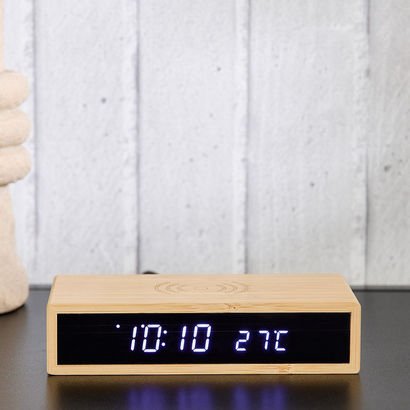 Saratoga Willa LED Bamboo Clock - 16x7.3x3.5 cm