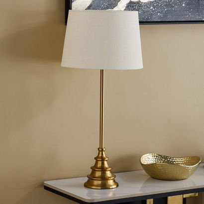 Rollins Caskey Metal Table Lamp with Linen Shade -...