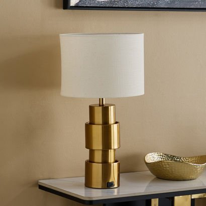 Rollins Caskey Metal Table Lamp with Linen Shade -...