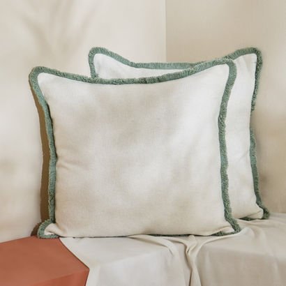 Cozy Duo 2-Piece Solid Fringe Filled Cushion Set -...