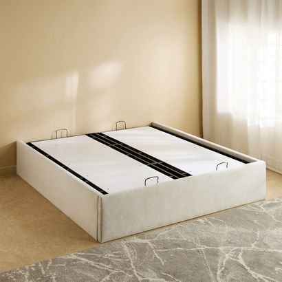 Hampton Upholstered Hydraulic Storage King Bed Bas...