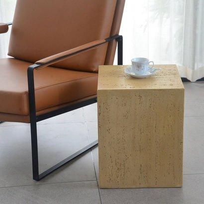 Spazio Faux Travertine End Table