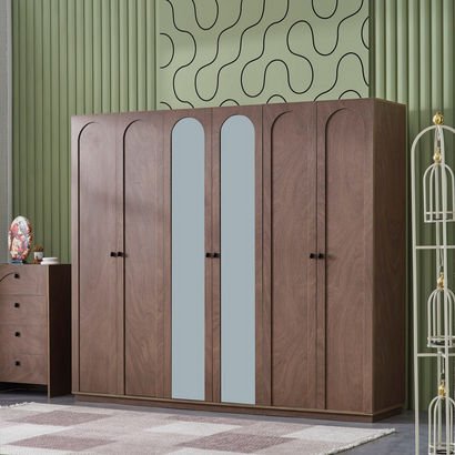Luisia 6-Door Wardrobe with 2 Mirrors