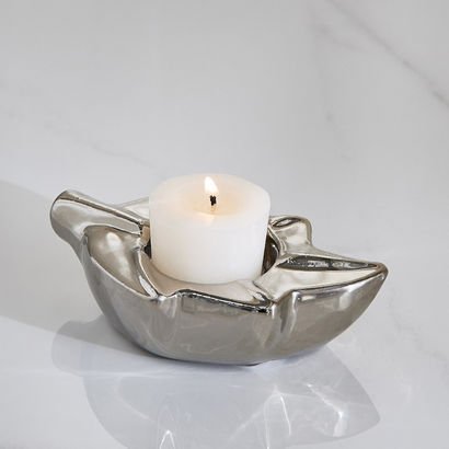 Sansa Duke Ceramic Leaf Tealight Holder - 11.5x7.5...