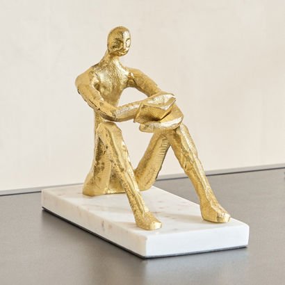Odin Aluminium Reading Men Group on Marble Base - ...