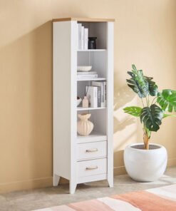 Movo Sky 2-Drawer Tall Bookcase with Display Cabin...
