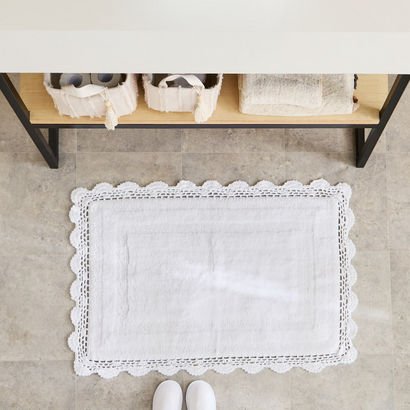 White Haven Lace Cotton Bath Mat - 60x90 cm