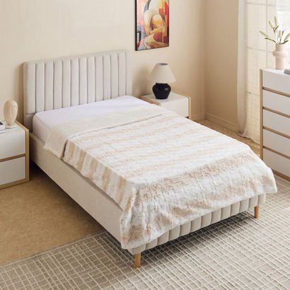 Edure Textured Rabbit Fur Twin Blanket - 150x220 c...