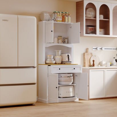 Sky 4-Door Kitchen Cabinet Coffee Corner with Draw...