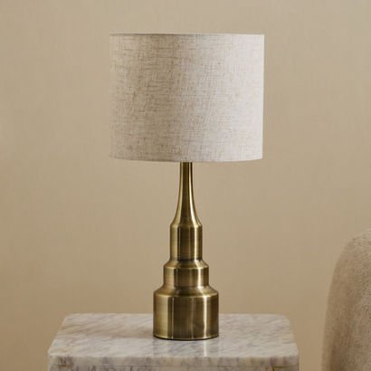 Blythe Sturdy Metal Table Lamp with Linen Shade - ...