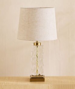 Blythe Metal and Glass Table Lamp with Linen Shade...