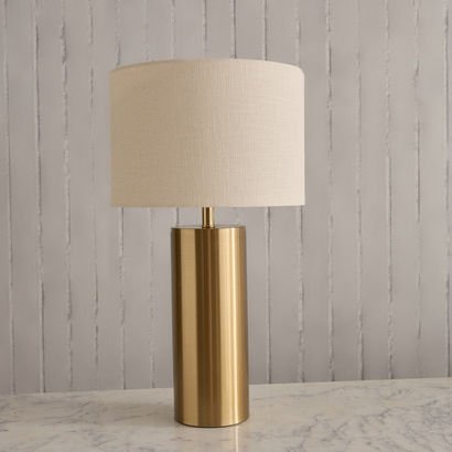 Antark Ethan Metal Table Lamp with Linen Shade - 5...