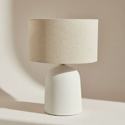 Nash Zoe Big Ceramic Table Lamp with Linen Shade -...