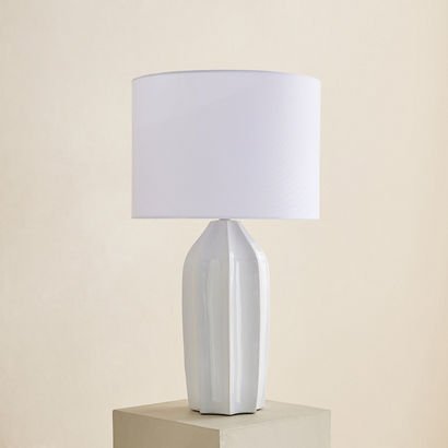 Nash-Zoe Big Size Ceramic Table Lamp with Linen Sh...