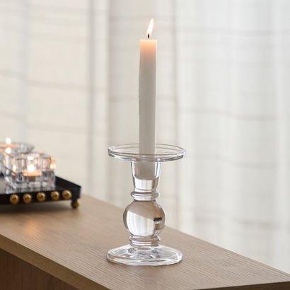 Tamara Heavy Glass Crystalline Clear Small Candleh...