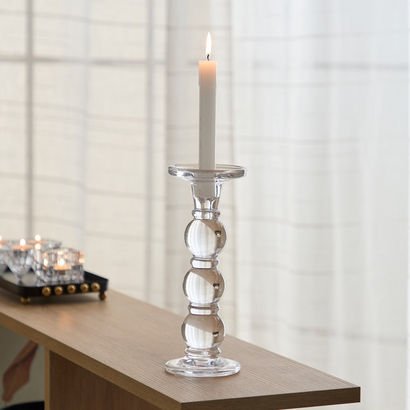 Tamara Heavy Glass Crystalline Clear Large Candleh...