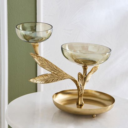 Eternity Bloom Aluminium Decorative Leaf Condiment...