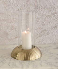 Melrose Litt Glass Hurricane with Aluminium Base -...