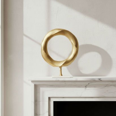Blake Aluminium Round Table Accent with Marble Acc...