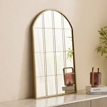 Sana-Bruce Metal Windowpane Wall Mirror - 60x90 cm