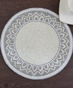 Praka Utpal Border Round Beaded Placemat - 30 cm