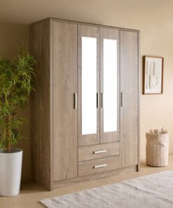 Curvy Nxt 4-Door Wardrobe with 2 Mirrors and 2-Dra...
