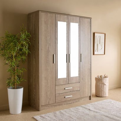 Curvy Nxt 4-Door Wardrobe with 2 Mirrors and 2-Dra...