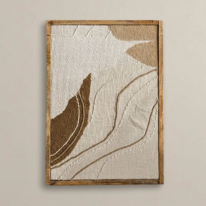 Florenza 3D Solid Wood Framed Abstract Fabric Wall...