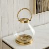 Alpha Metal Leather Textured Pillar Candleholder -...