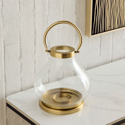 Alpha Metal Leather Textured Pillar Candleholder -...