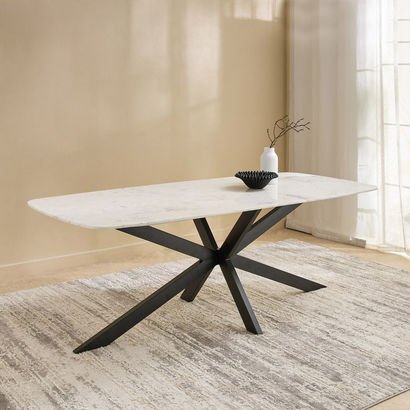 Cavon Portola Genuine Marble Top 8-Seater Dining T...