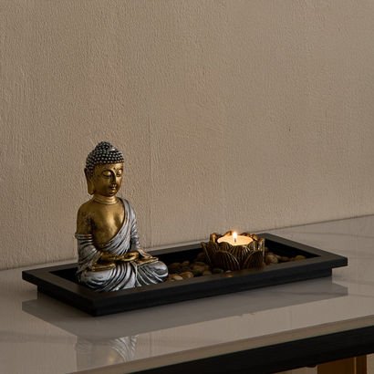 Divinity Glacier Polyresin Buddha with Tealight Tr...